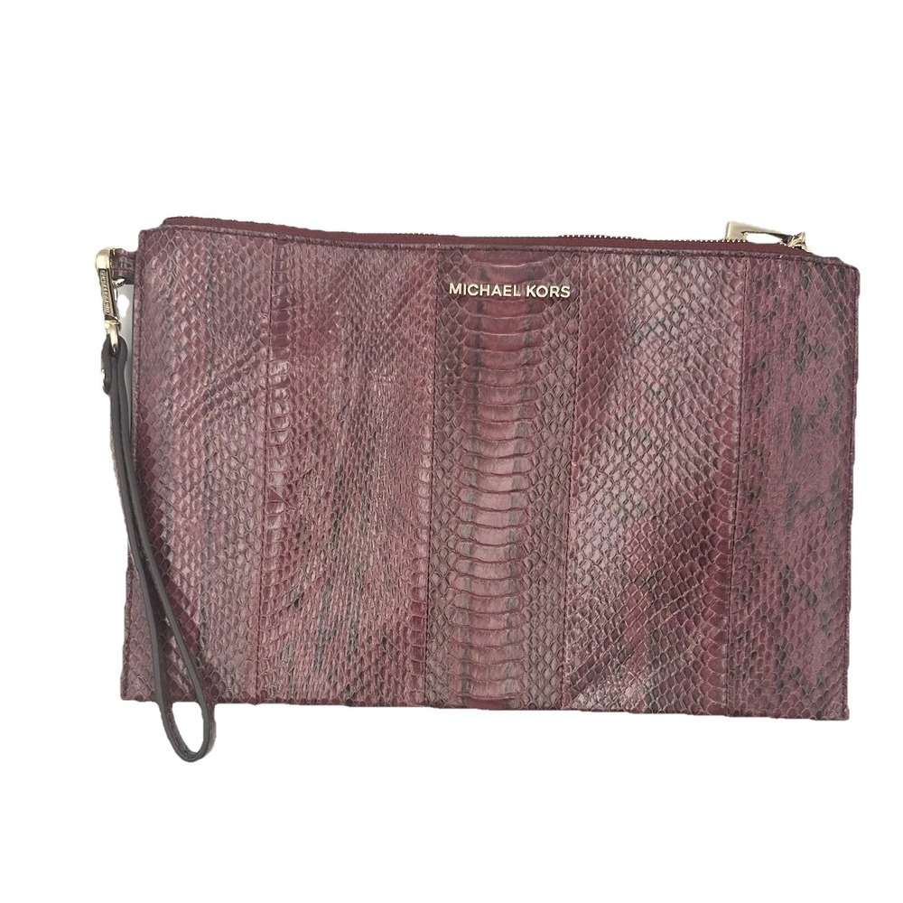 MICHAEL KORS SMALL RED SNAKESKIN LEATHER PURSE‎ HANDBAG CLUTCH